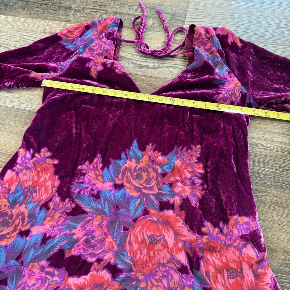 Free People purple velvet Misha mini dress M - Picture 5 of 8